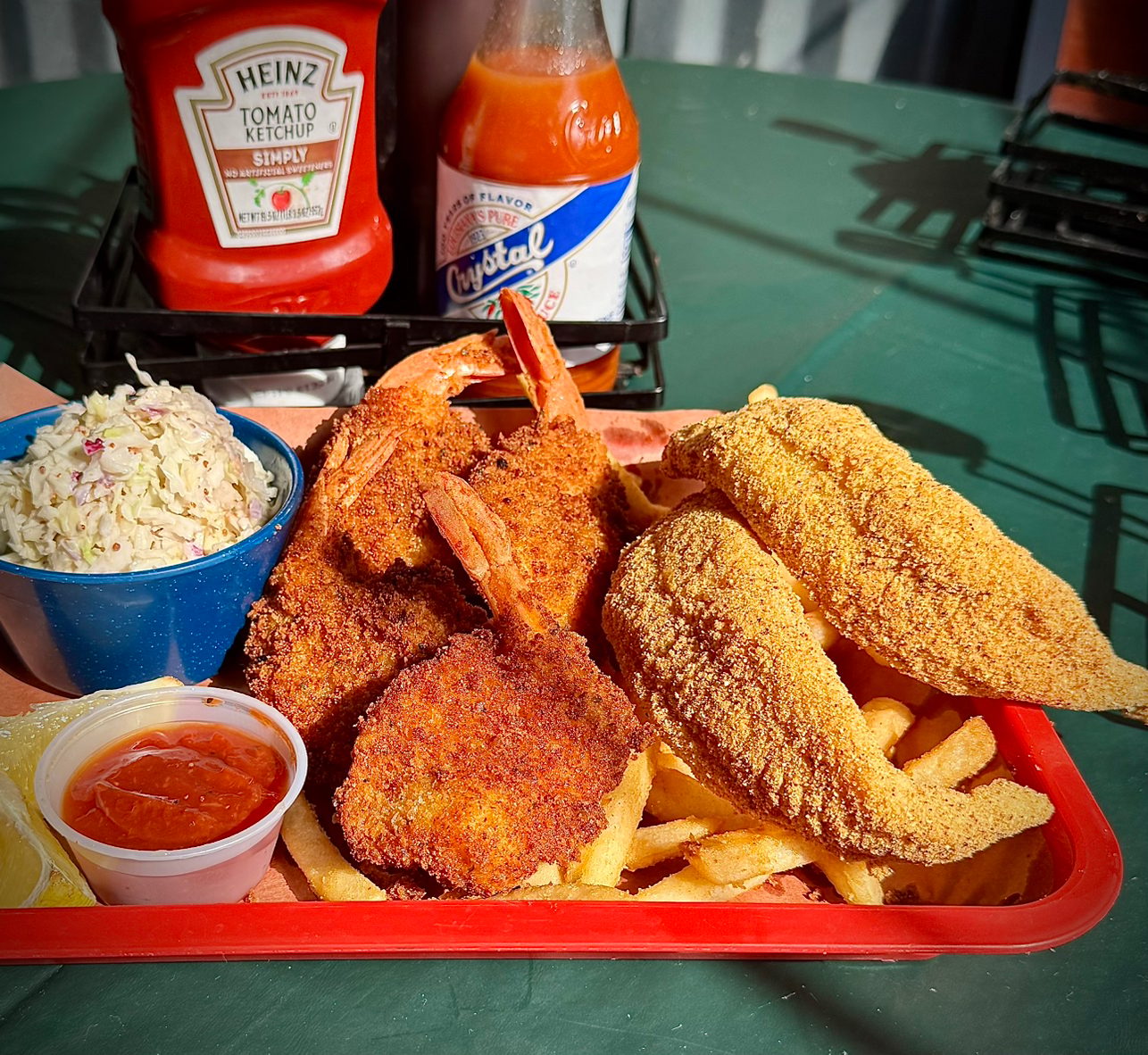 Catfish (2) & Shrimp (4) Platter.