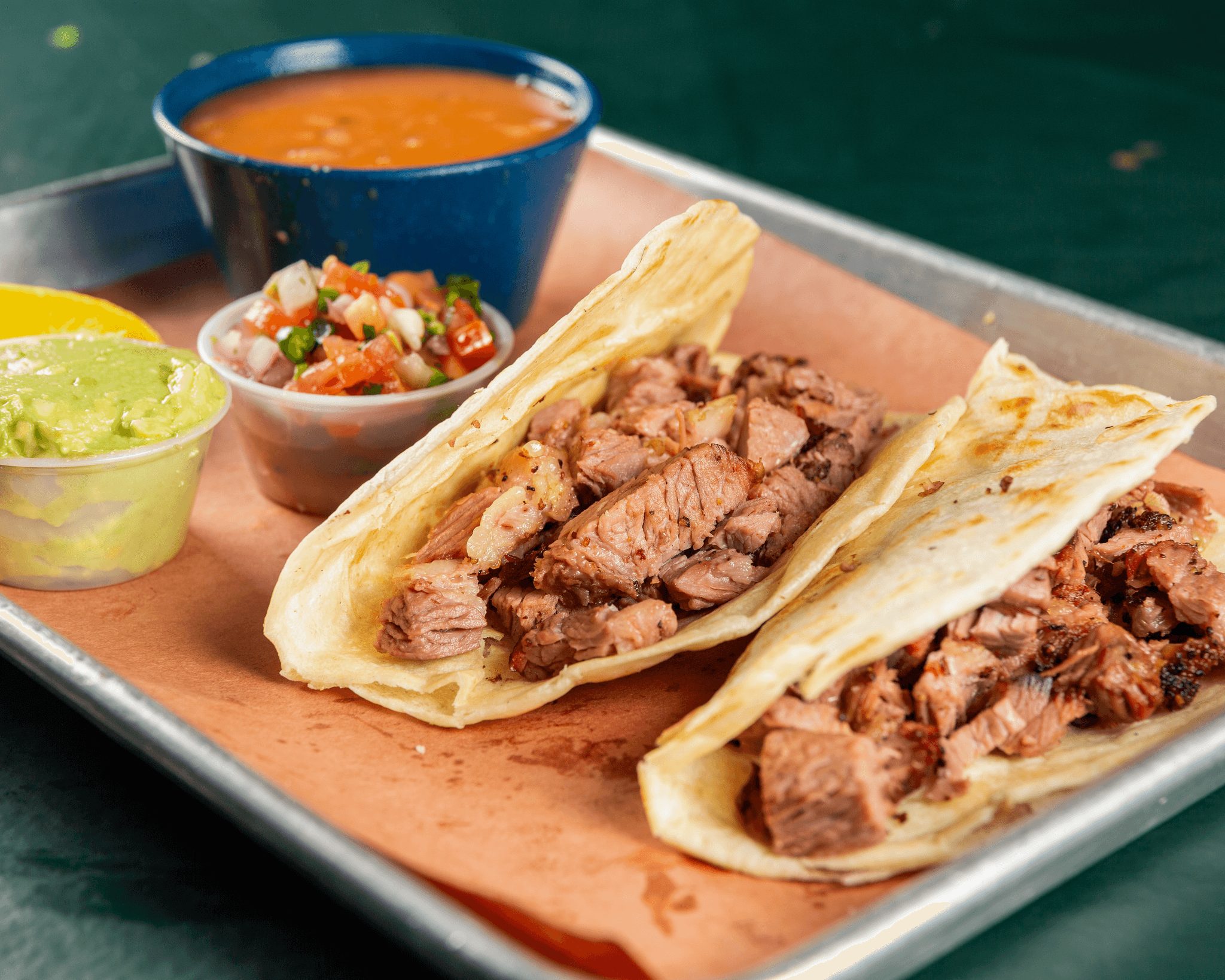 2 Flour Taco Plate with 1 Side.