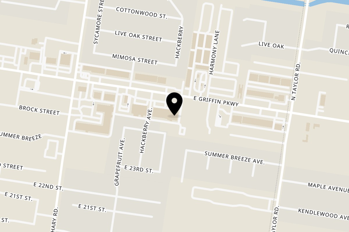 Map showing the location of Ace's BBQ Mission on 2536 E Griffin Pkwy in Mission